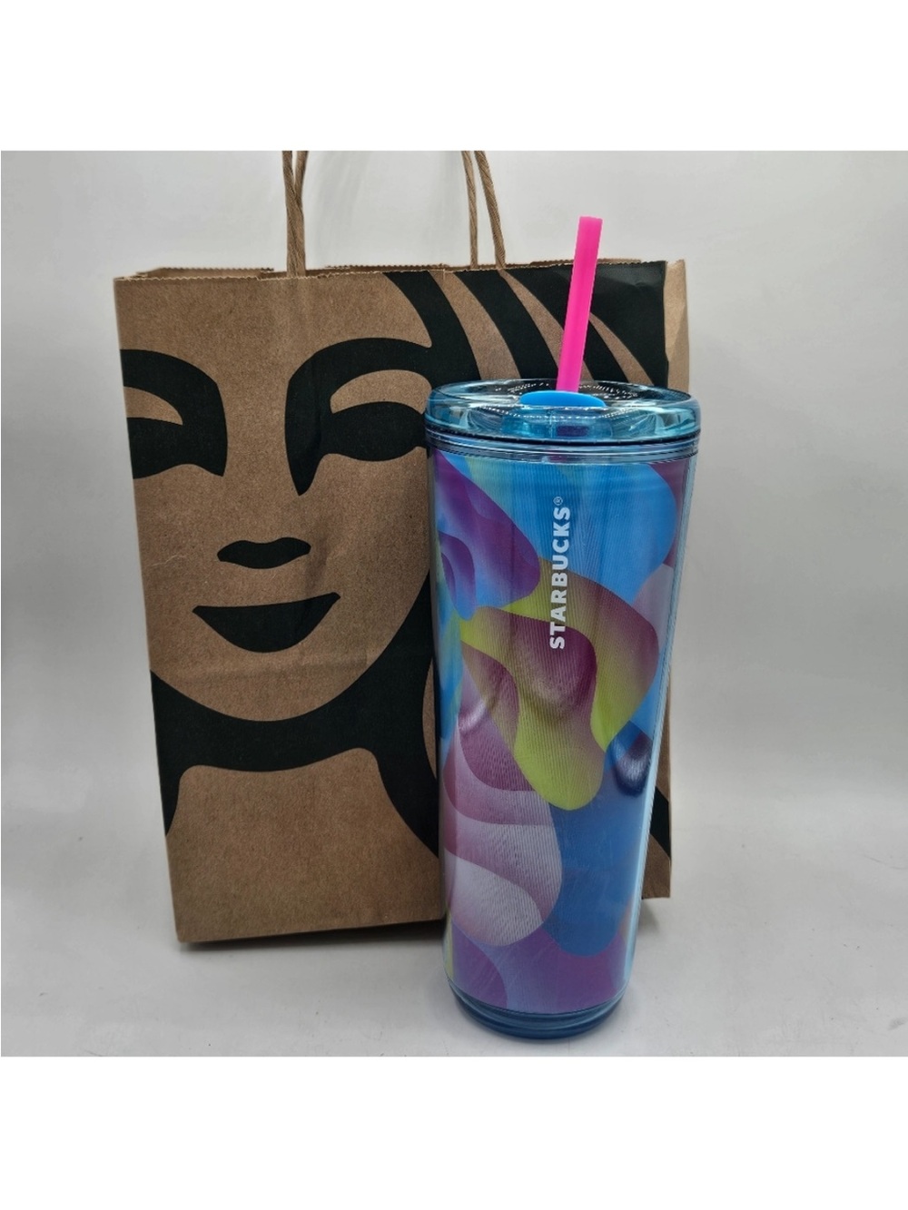 Starbucks Summer 2024 Blue Glass Swirl Gradient Petal Tumbler (18 oz)